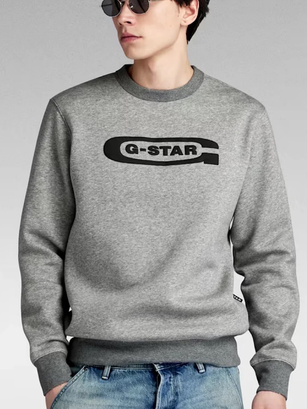 G-Star Men’s Grey Crewneck Sweatshirt with Black Logo